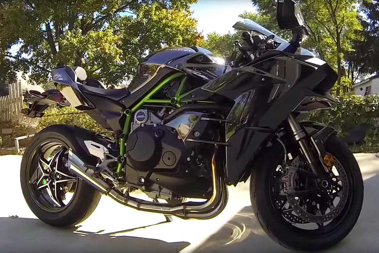 Brocks Slash Cut Full Exhaust System Polished Tapered Muffler for Kawasaki Ninja H2