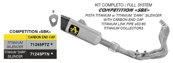 Arrow Competition SBK Titanium Full Exhaust System for BMW S 1000 RR 2025