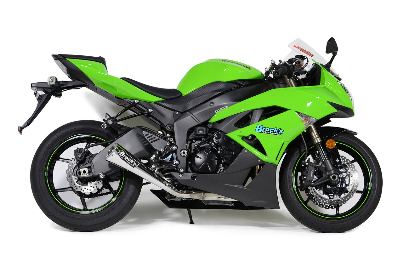 Brocks Alien Head Full Exhaust System 14" Muffler for Kawasaki ZX-6R