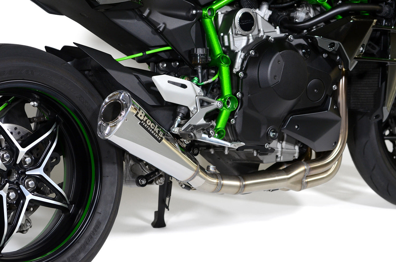 Brocks Alien Head 2 Full Exhaust System Natural 14" Muffler for Kawasaki Ninja H2