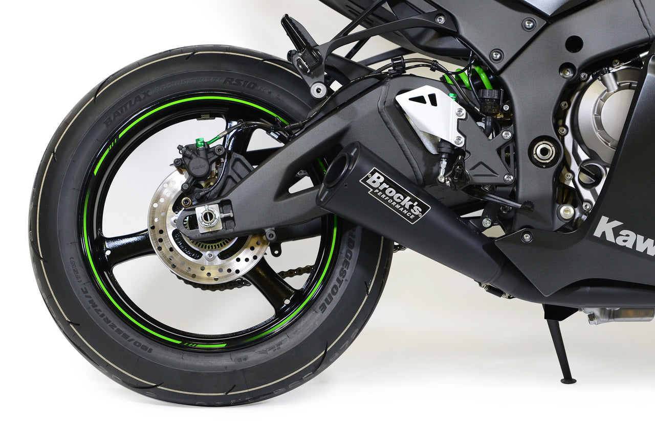 Brocks Alien Head 2 Full Exhaust System Black 14" Muffler for Kawasaki ZX-10R