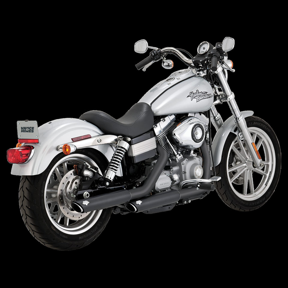 Vance & Hines Twin Slash 3" Slip-On Exhaust for Harley Davidson Dyna Street Bob 2010-17