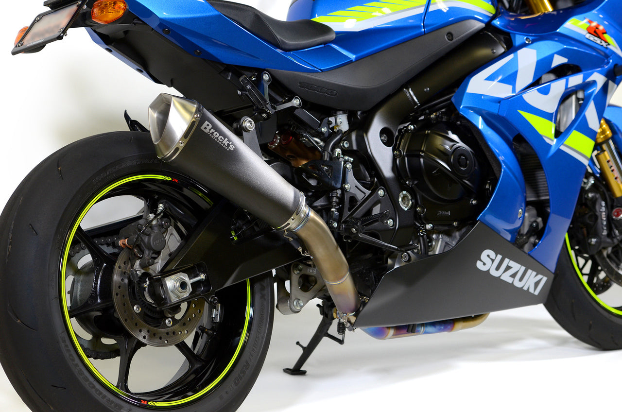Brocks Predator Full Exhaust System - Ti Front Section w/ Electro-Black Muffler for Suzuki GSXR 1000