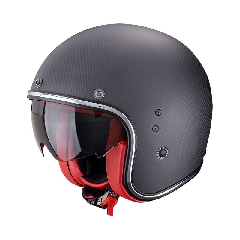 Scorpion Belfast Evo Carbon Helmet Black Matt Red