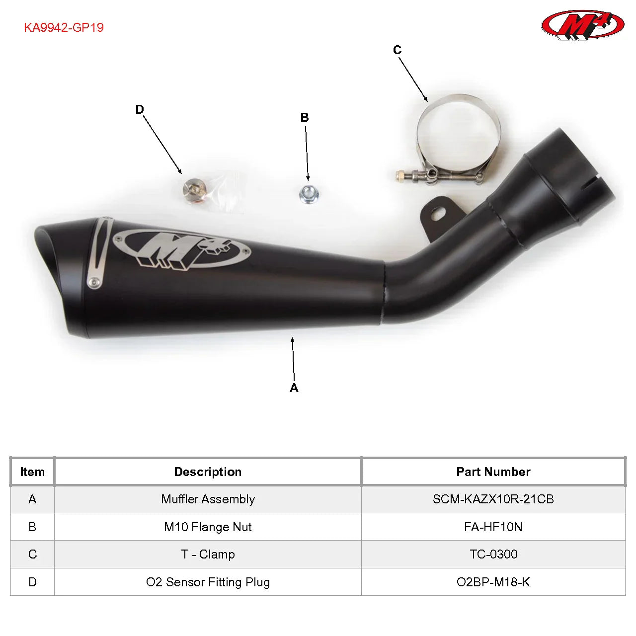 M4 Black GP19 Slip-On Exhaust for Kawasaki ZX-10R 2021-26