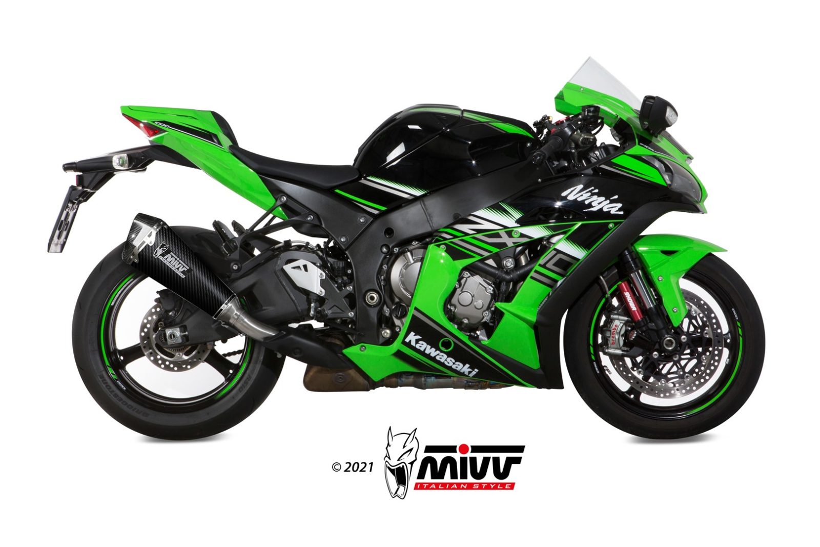 Mivv Carbon Fibre Delta Race Slip-On Exhaust for Kawasaki ZX-10R 2016-22