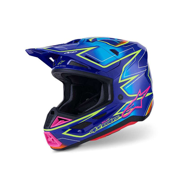 Alpinestars Sm7 2206 Cast Helmet Blue Pink Yellow