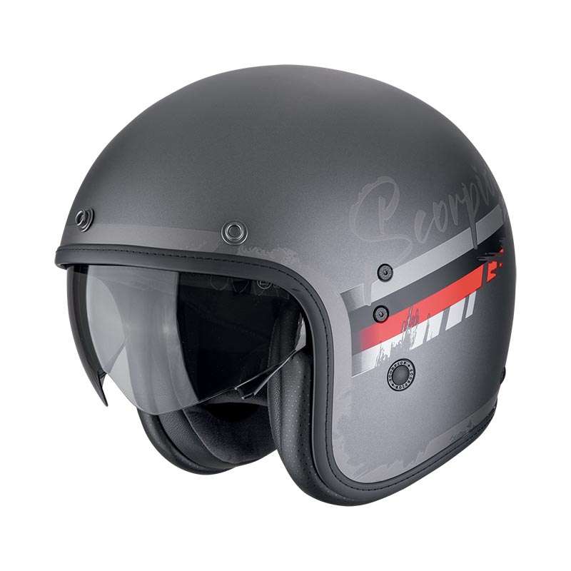 Scorpion Belfast Evo Adonis Helmet Silver Red Matt