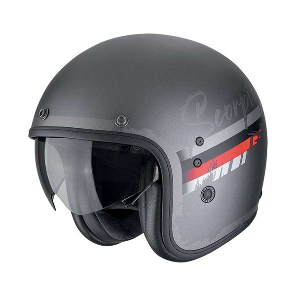 Scorpion Belfast Evo Adonis Helmet Silver Red Matt