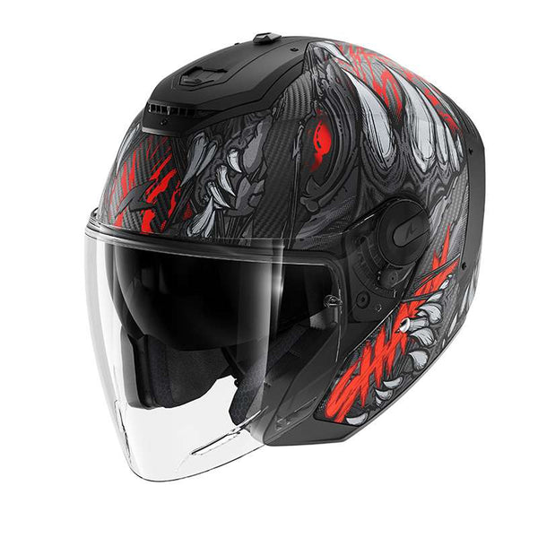 Shark Rs Jet Carbon Shaytan Mat Helmet Red