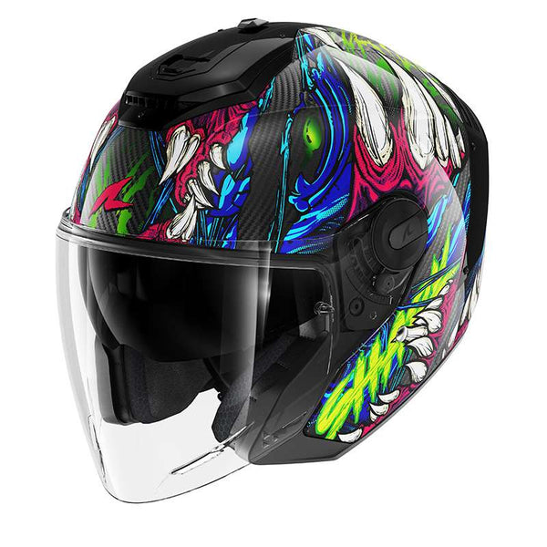 Shark Rs Jet Carbon Shaytan Helmet Green Purple