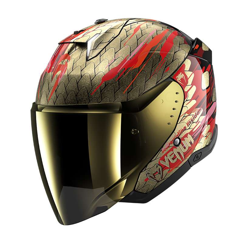 Shark Skwal I3 Jet Venum Helmet Red Gold