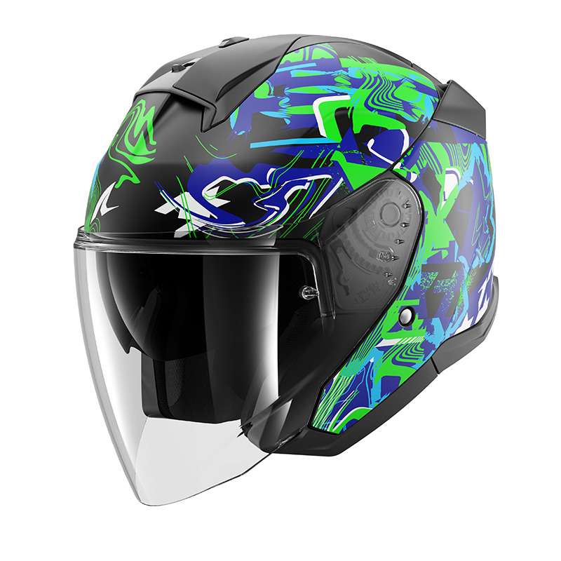 Shark Skwal Jet Pranz Mat Helmet Green Blue