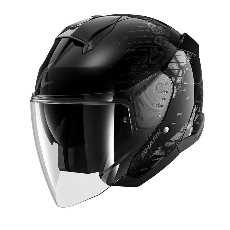 Shark Skwal Jet Reptaia Helmet Black