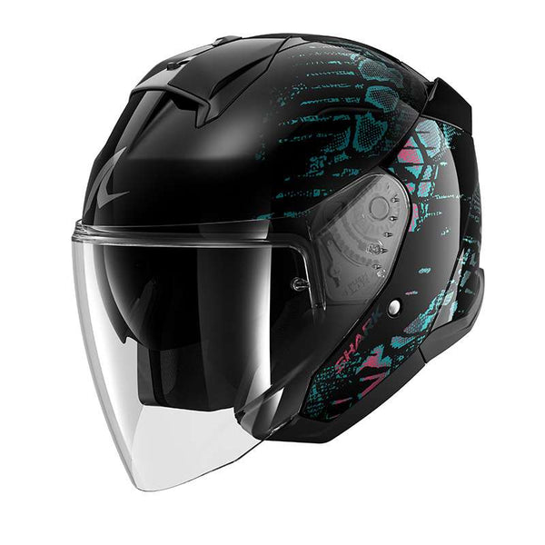 Shark Skwal Jet Reptaia Helmet Black Teal