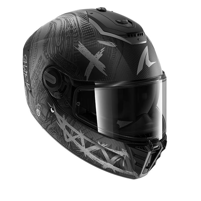 Shark Spartan Rs Carbon Shiever Mat Helmet Silver
