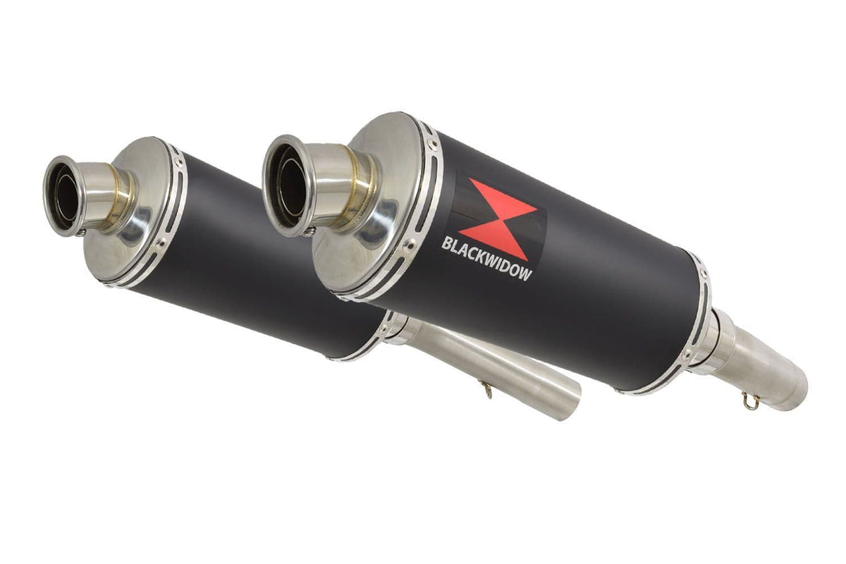 300mm Oval Black Stainless Silencer for Aprilia SL1000 Falco 1999-2005