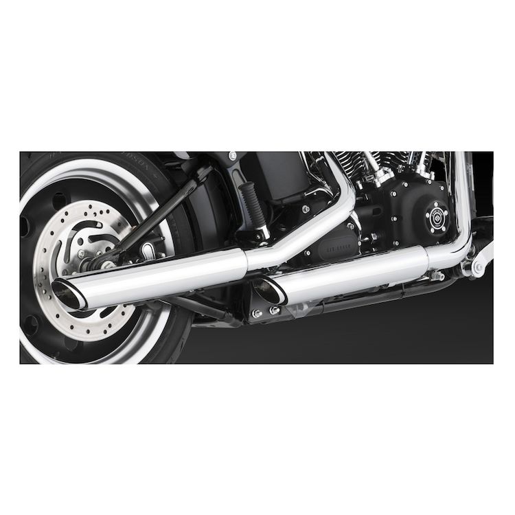 Vance & Hines 3" Round Twin Slash Slip-On Mufflers For Harley Softail